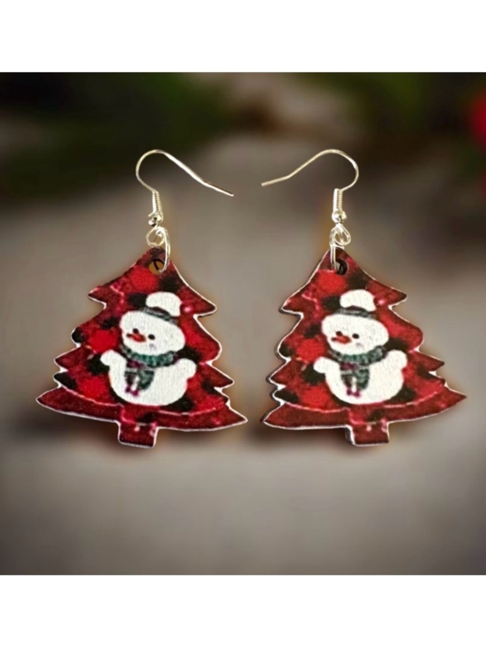 ⭐️ 5 for $25 Wood Festive Snowman Christmas Tree Earrings